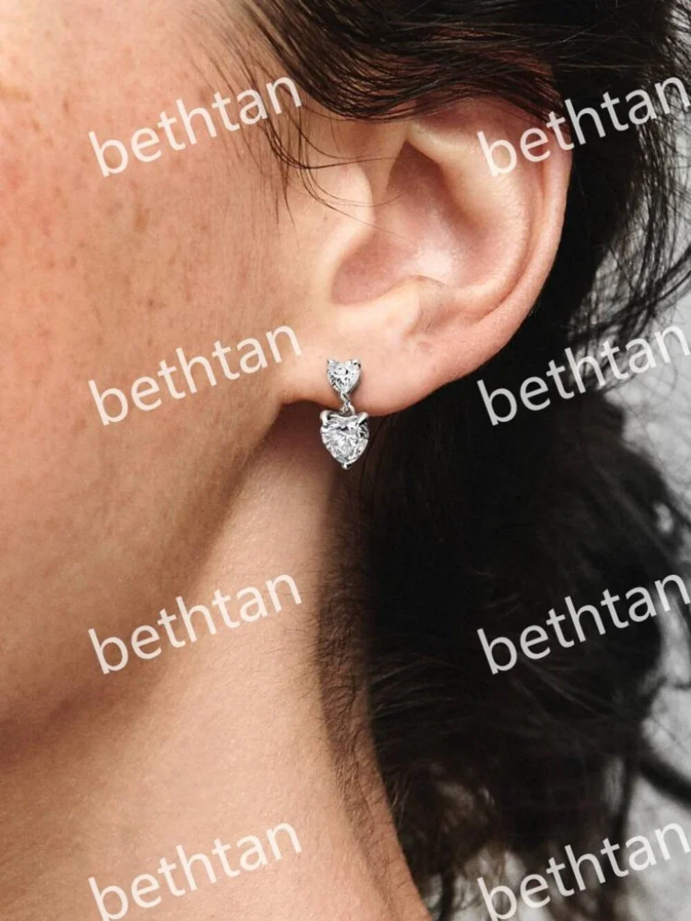 Double Heart Sparkling Stud Earrings